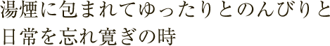 湯煙に包まれてゆったりとのんびりと日常を忘れ寛ぎの時