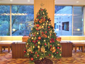 フロント前 ロビーに クリスマスツリーを飾りました ブログ 箱根の旅館ならホテルおくゆもと